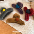 Faux Fur Heart Claw Clip Soft Plush Hair Clamp 2 Colors view 2