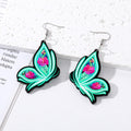 Silver Tone Colorful Butterfly Acrylic Hook Earrings in Seven Designs view 2