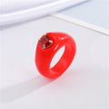 Chunky Resin Statement Rings with Square Crystal Settings in Five Colors view 4