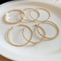 Silver Gold Six Piece Star Open Cuff Bangle Stack Sets view 7
