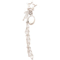 Silver Tone Star and Heart Charm Long Chain Tassel Keychain view 5