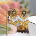 Twelve Ornate Teardrop Bead and Bell Jhumka Earrings view 9