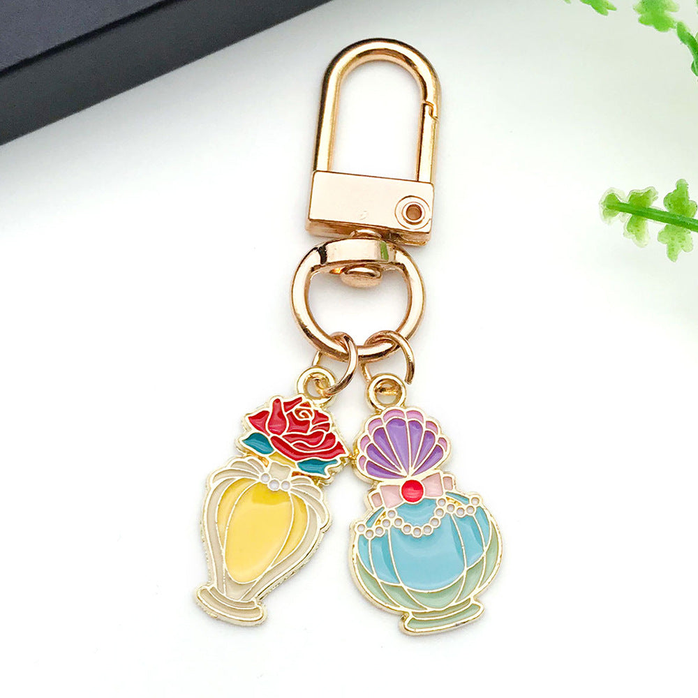 Zinc Alloy Crown Magic Bottle Rose Perfume Bottle Charm Pendant for DIY Jewelry Making