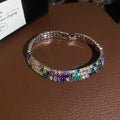 Dual Row Crystal Tennis Bracelets Gold Silver Clear Color view 8