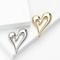 Polished Double Heart Brooch Decorative Metal Pin For Jackets And Lapels view 1