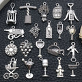 Antique Silver Wine Glass Metal Charms with 26 Listed Options view 4