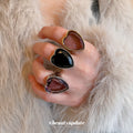 Gold Silver Heart Faceted Crystal Open Ring Four Tones view 3