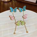 Pastel Butterfly Long Chain Drop Earrings Jewelry Design view 4