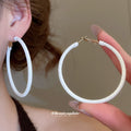 Leather Wrapped Oversized Round Hoop Earrings Jewelry Accessory view 3