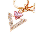 Jeweled Letter V Keychains in White Pink Blue and Purple view 5