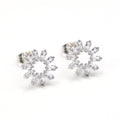 Silver Tone Snowflake Stud Earrings With Clear Stones view 3