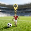Enamel Soccer Player Keychain Gold Lobster Clasp Red Jersey view 3