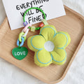 Puffy Embroidered Flower Keychain with Alphabet Beads view 9