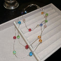 Multicolor Beaded Fine Chain Necklace with Playful Drops view 6