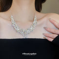 Three Gold Or Silver Crystal Leaf Teardrop Necklace And Earring Sets view 3