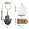 Blue Hamsa Hand Evil Eye Wood Keychain Gold Split Ring view 2