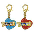 Enamel Heart Book Glasses Keychain Gold Clasp Two Colors view 5