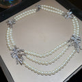 Pearl Bow Necklace Crystal Earrings Mixed 4 Styles view 8