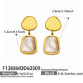 White Shell Geometric Drop Earrings in Gold and Silver Tone view 6