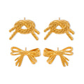 Gold Twisted Rope Knot And Bow Stud Earrings Pair Styles view 5
