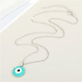 Silver Tone Sunburst Evil Eye Pendant Necklaces in Four Colors view 5