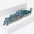 Long Crystal Peacock Brooch in Four Colors for Jackets, Coats, and Scarves view 3