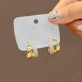 Gold Double Twist Enamel Hoop Stud Earrings Two Colors view 7
