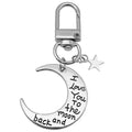 Antique Silver Moon Star Quote Metal Clasp Keychain Pair view 5