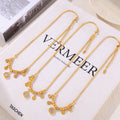 Gold Snake Chain Zircon Disc Charm Necklace Titanium Steel view 2