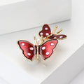 Two Butterfly Enamel Brooch With Pearl Link in Blue or Red view 3