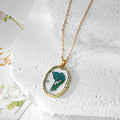 Gold Irregular Frame Dried Flower Resin Pendant Necklaces view 7