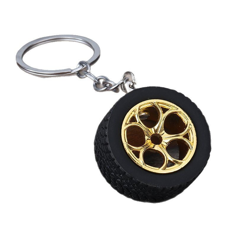 Car Wheel Rim Rubber Keychain Racing Tire Hub Pendant