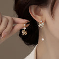Gold-Tone Rocking Horse Pearl Asymmetric Earrings - One Style view 2