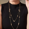 Gold Long Layered Zircon Bezel Station Sweater Necklace view 4