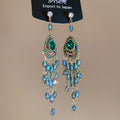 Crystal Teardrop Chandelier Earrings In Pink And Green view 7