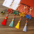 Jeweled Totem Dragon Keychains in Nine Tassel and Plain Color Options view 2