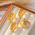 Gold Tone Mirror Finish Open Band Chunky Statement Ring view 4