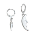 Silver-Tone Asymmetric Moon Face Ice Spike Huggie Earrings view 5