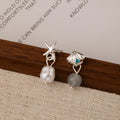 Starfish Shell and Gray Pearl Look Mismatched Stud Earrings view 2