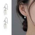Silver White Acrylic Lily Flower Leaf Hook Drop Earrings view 2