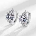 Round Clear Stone And Marquise Hinged Earrings In Silver Tone view 1