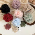 Sheer Chiffon Rose Flower Hair Claws and Elastic Ties view 3