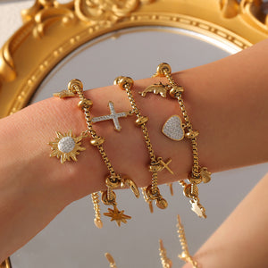 Charm Bracelets Cross Ocean Celestial Gold Steel Titanium