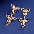 Gold Tone Flower Openwork Crystal Four Designs Metal Necklace and Earring Set view 4