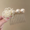 Pearl Fabric Rose Multi Prong Hair Comb Pins Blue White view 7