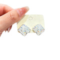Clear Crushed Ice Square Statement Stud Earrings Fashion Jewelry view 5