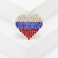 Red White and Blue Striped Crystal Heart Brooch in Three Layouts view 2