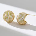 Pave Crystal Ball Stud Earrings Gold Or Silver Tone view 2