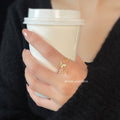 Gold Tone Clear Stone Leaf Branch And Butterfly Open Adjustable Ring view 2