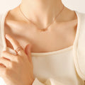 Gold Rose Steel Three Star Charm Station Necklace Chain view 7
